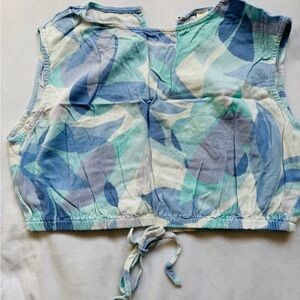 mahina Blue & Mint Abstract Print Crop Top